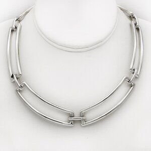 Tiffany & Co. 925 Silver 2002 Rectangle Wide open Link Collar Necklace